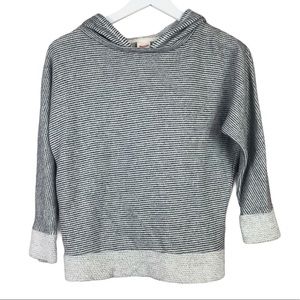 Mossimo Grey White Looped Knot Striped Cotton Blend Hoodie Pullover Wome…